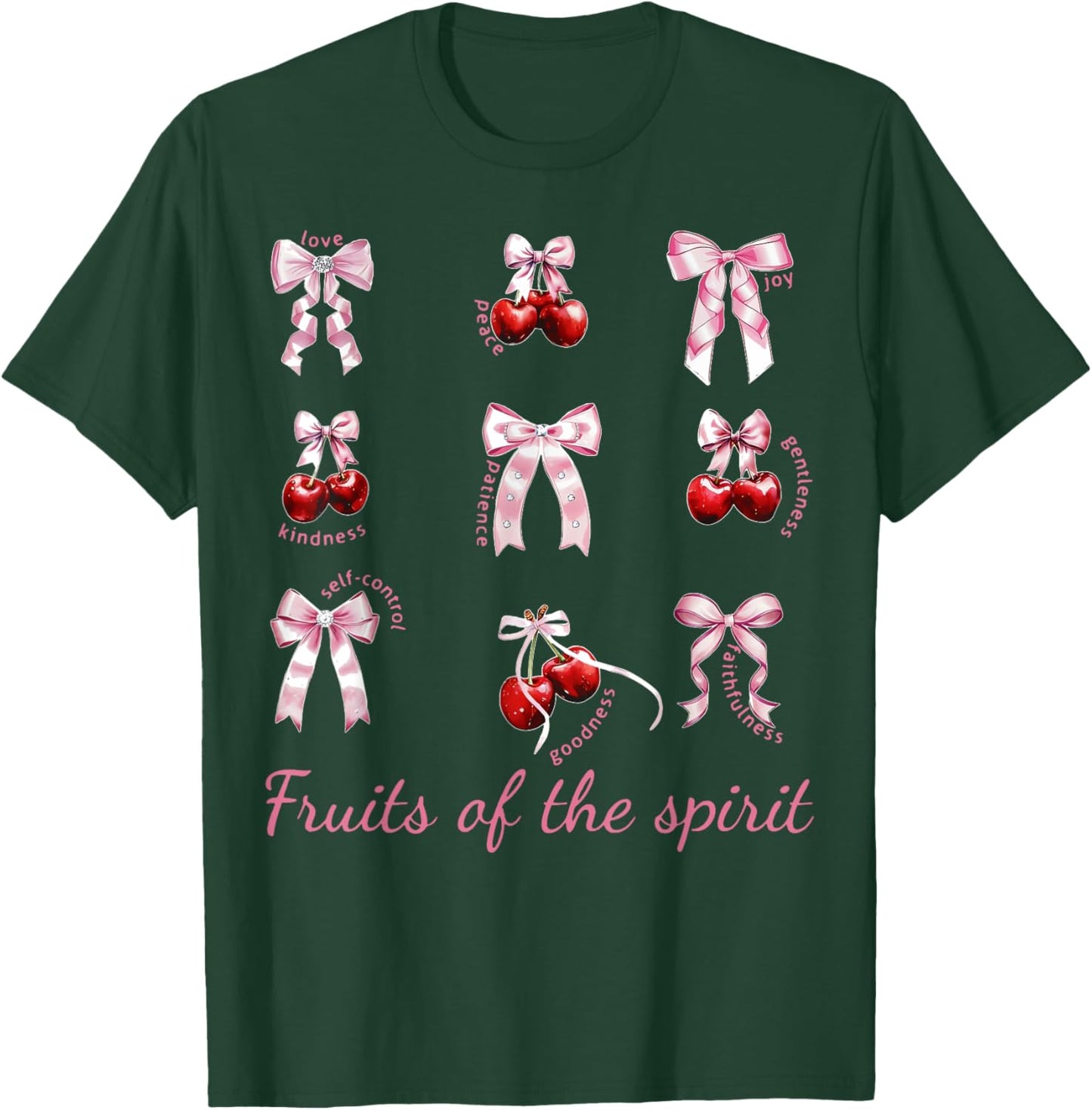 Fruit Of The Spirit Bow Coquette Cherry Christian Bible T-Shirt - T-Shirt | Forest
