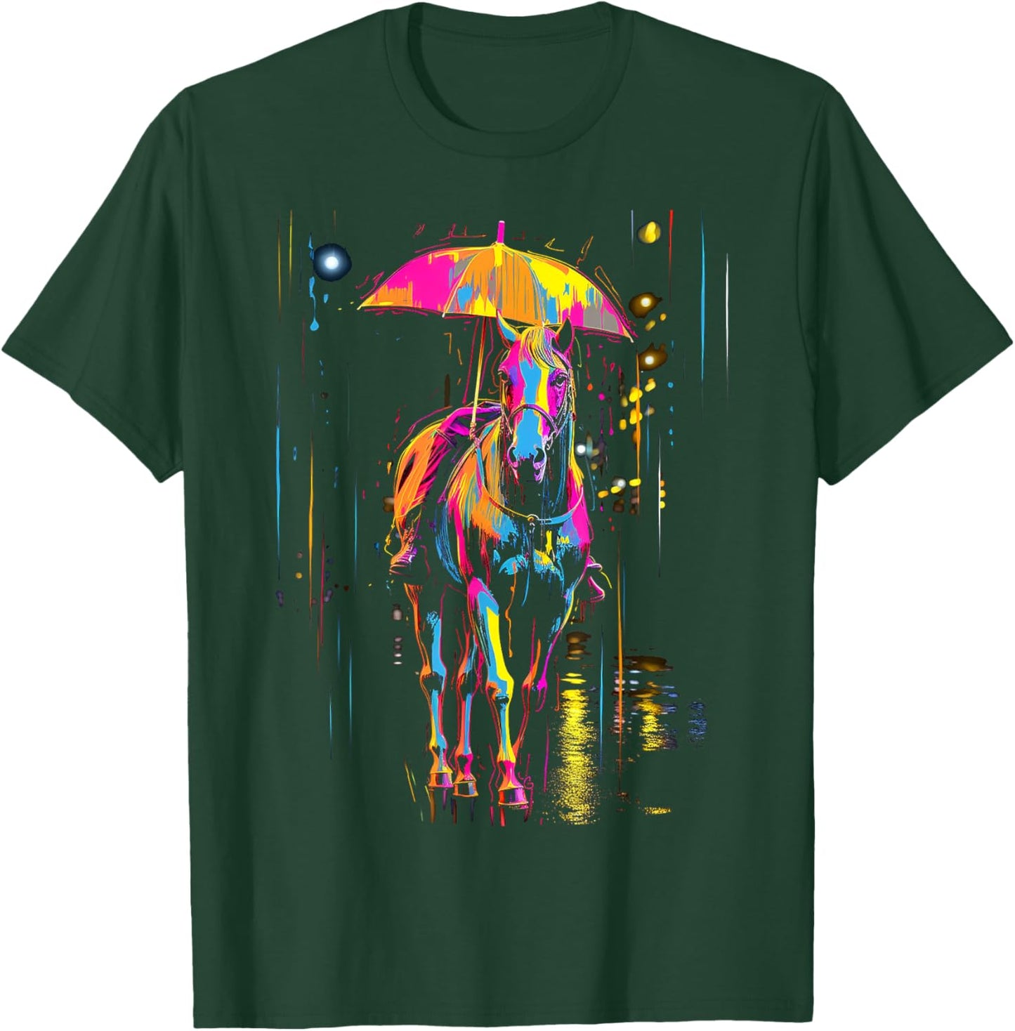 Horse Art Abstract Animal Colorful Artwork Graphic Horse T-Shirt - T-Shirt | Forest