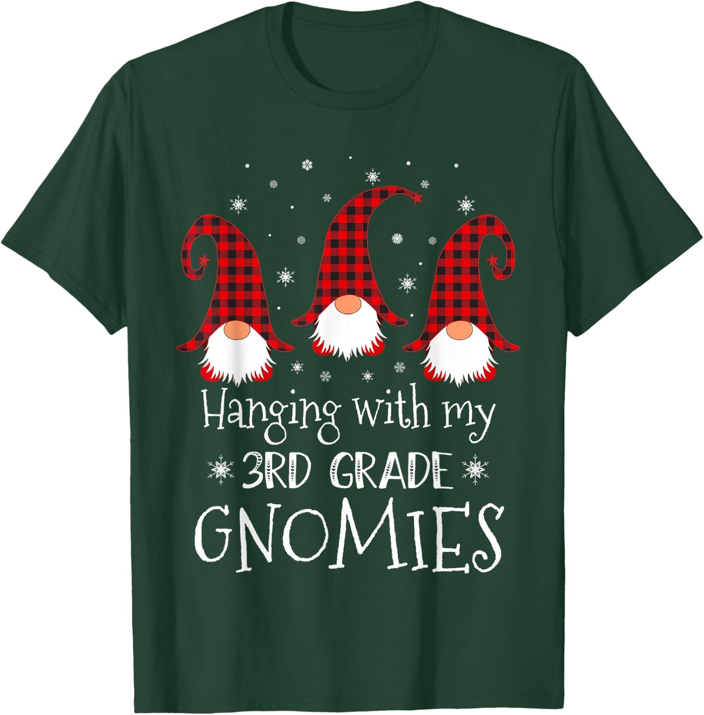 Hanging With My 3rd Grade Gnomies - Teacher Christmas Gnome Women Kids T-Shirt - T-Shirt | Forest