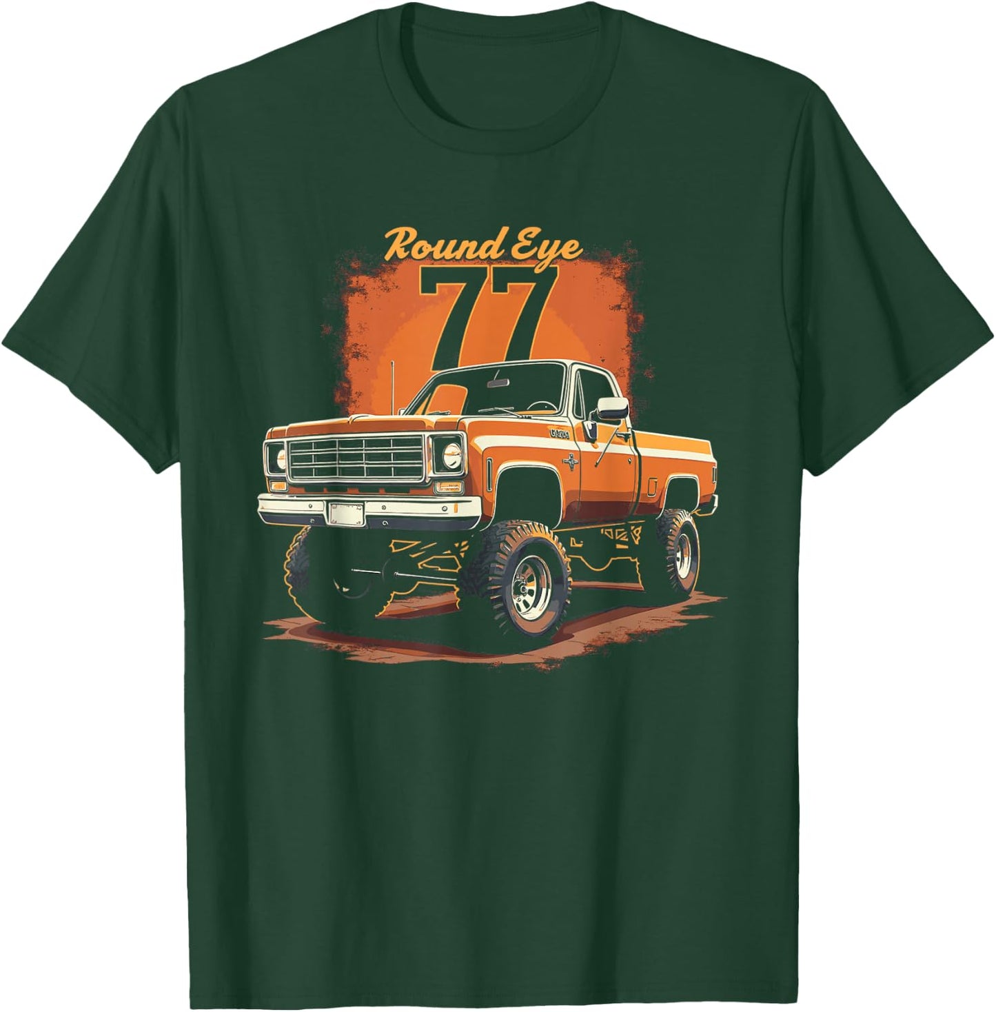 1977 Squarebody Truck Round Eyes K10 Square body 4x4 Truck T-Shirt - T-Shirt | Forest