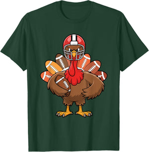 Thanksgiving Football Cool Football Turkey Kids Boys T-Shirt - T-Shirt | Forest