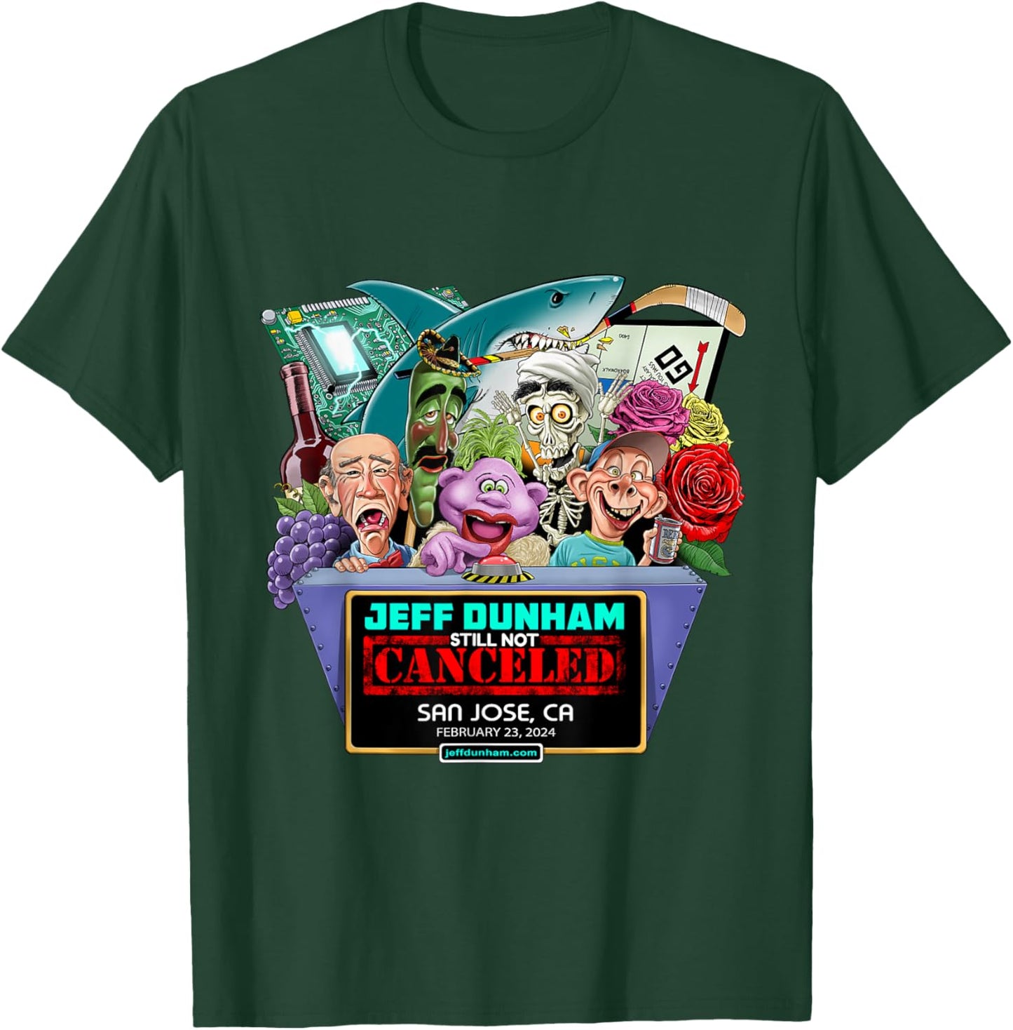 Jeff Dunham San Jose, CA (2024) T-Shirt - T-Shirt | Forest