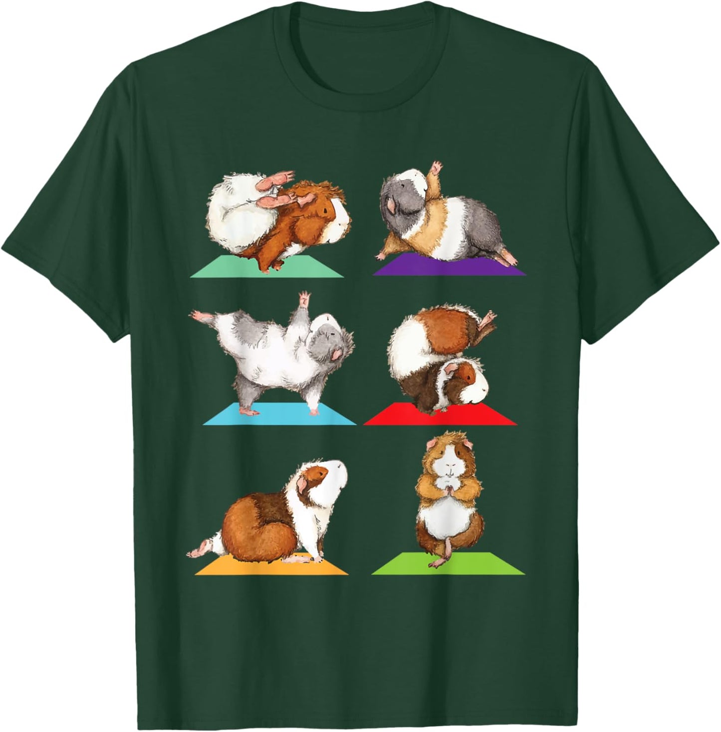 Guinea Pig Yoga - Fitness Exercise Animal Rodent Pet Lover T-Shirt - T-Shirt | Forest