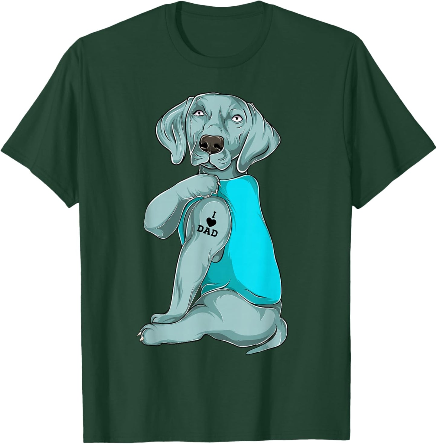 Weimaraner I Love Dad Tattoo Apparel, Dog Dad Gifts Dads T-Shirt - T-Shirt | Forest