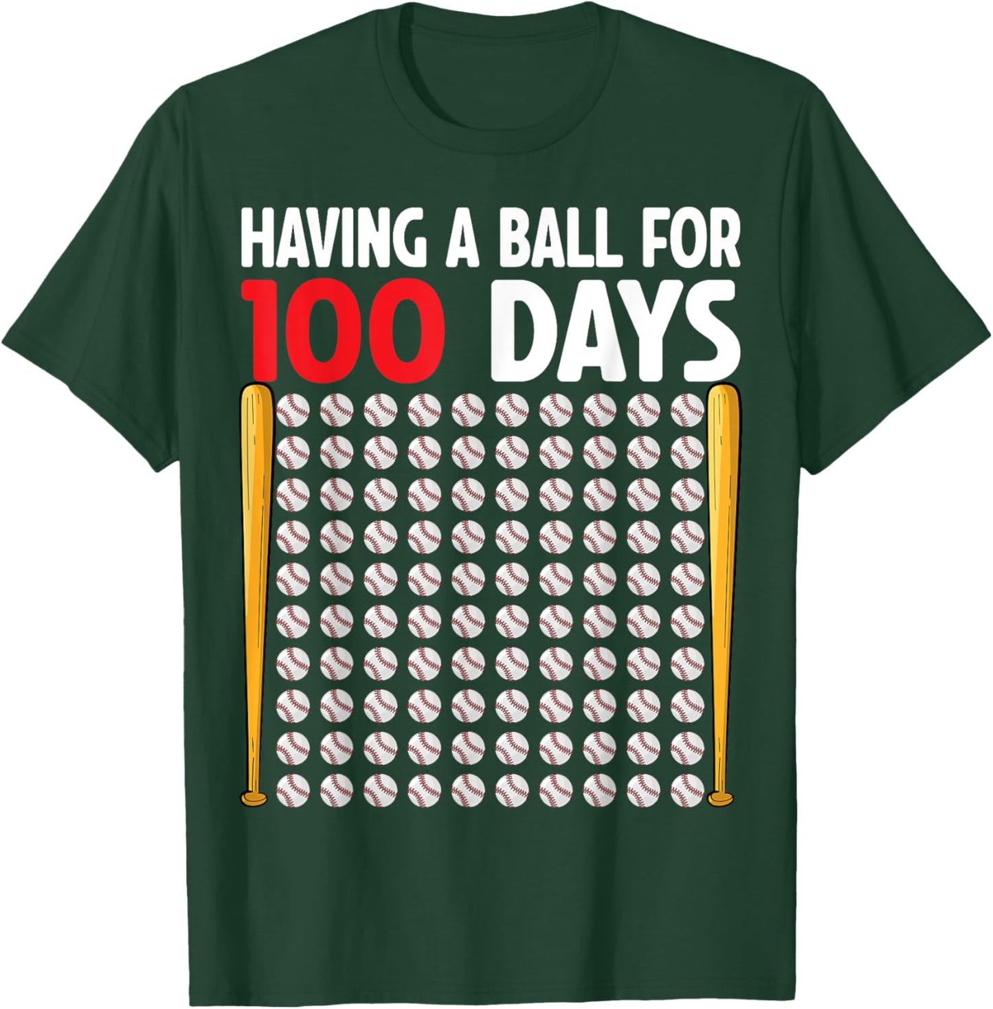 100 Days Of School Baseball Boys Kids 100th Day of School T-Shirt - T-Shirt | Forest