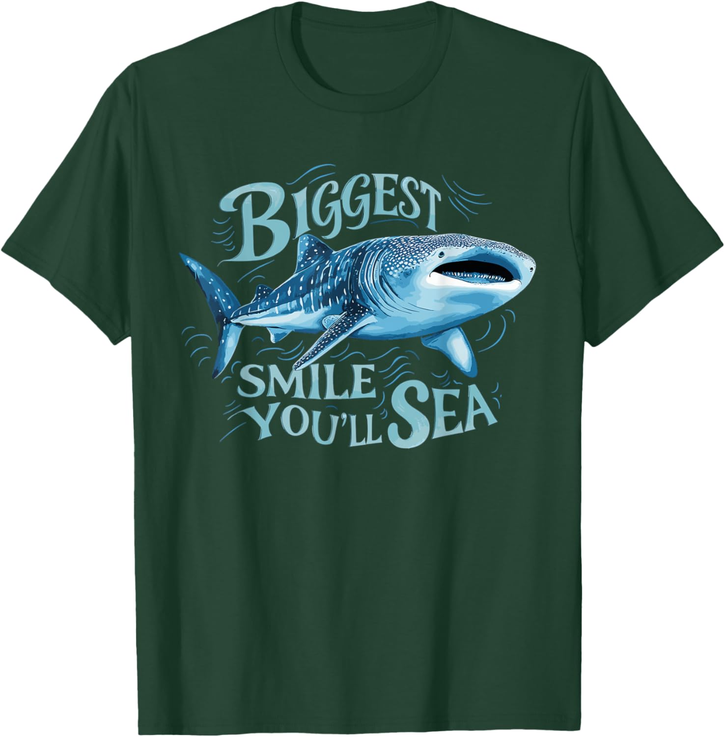 Funny Whale Shark Biggest Smile Pun T-Shirt - T-Shirt | Forest