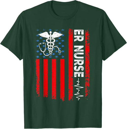 ER Nurse American Flag Patriotic ER Nurse 4th of July Women Men