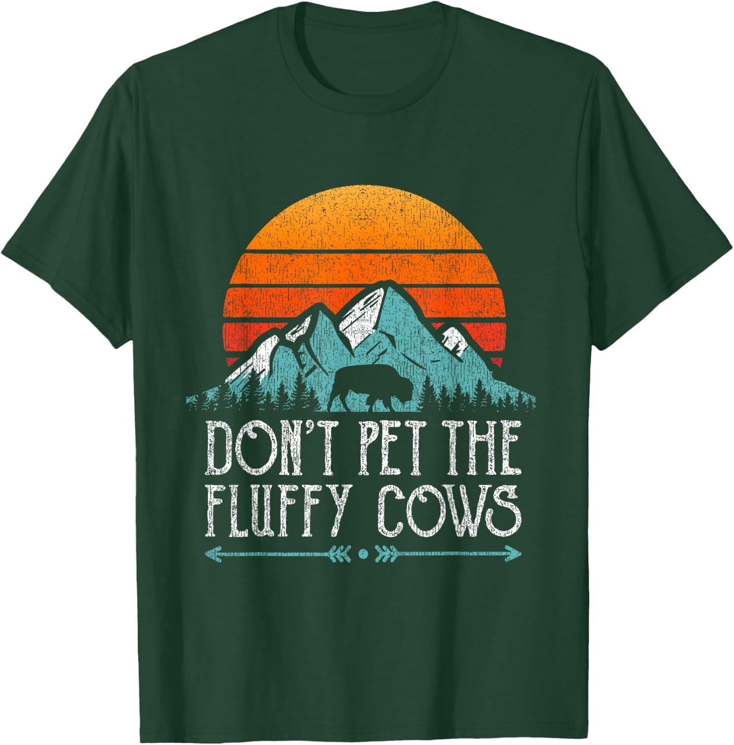 Do Not Pet The Fluffy Cows Bison Buffalo Retro T-Shirt - T-Shirt | Forest