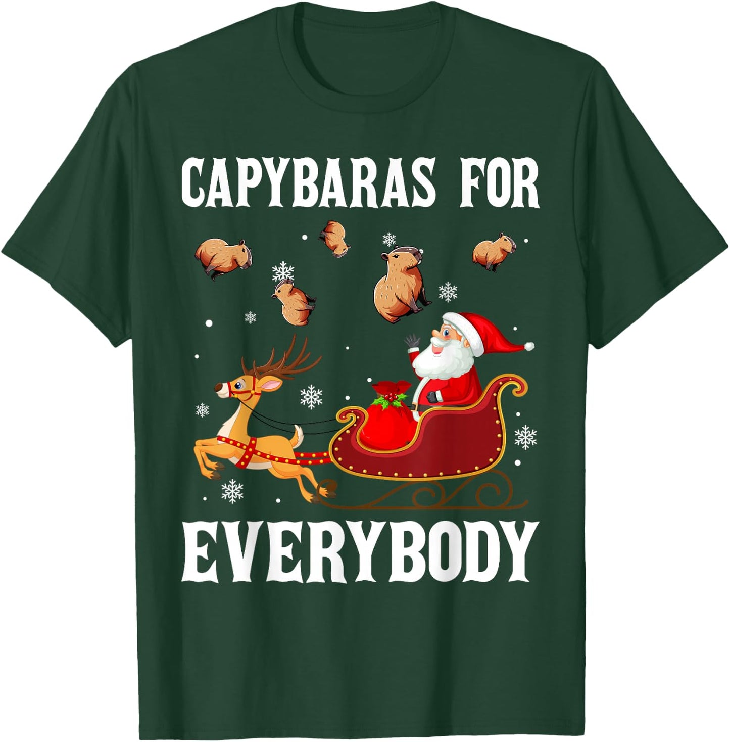 Capybaras For Everybody Christmas Santa Claus Capybara Xmas T-Shirt - T-Shirt | Forest