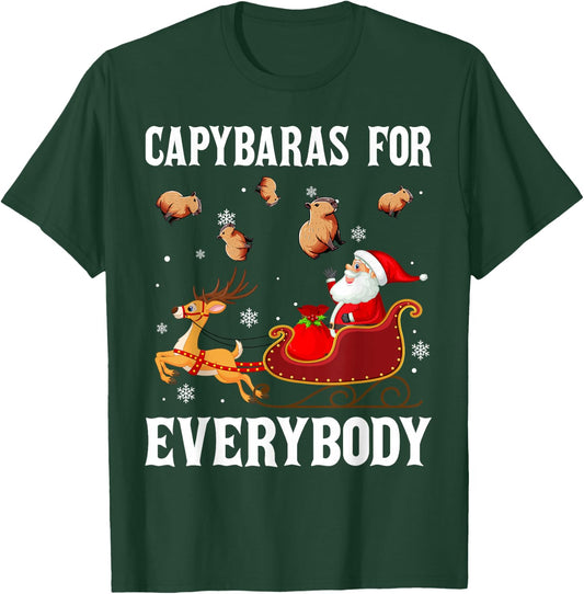 Capybaras For Everybody Christmas Santa Claus Capybara Xmas T-Shirt - T-Shirt | Forest