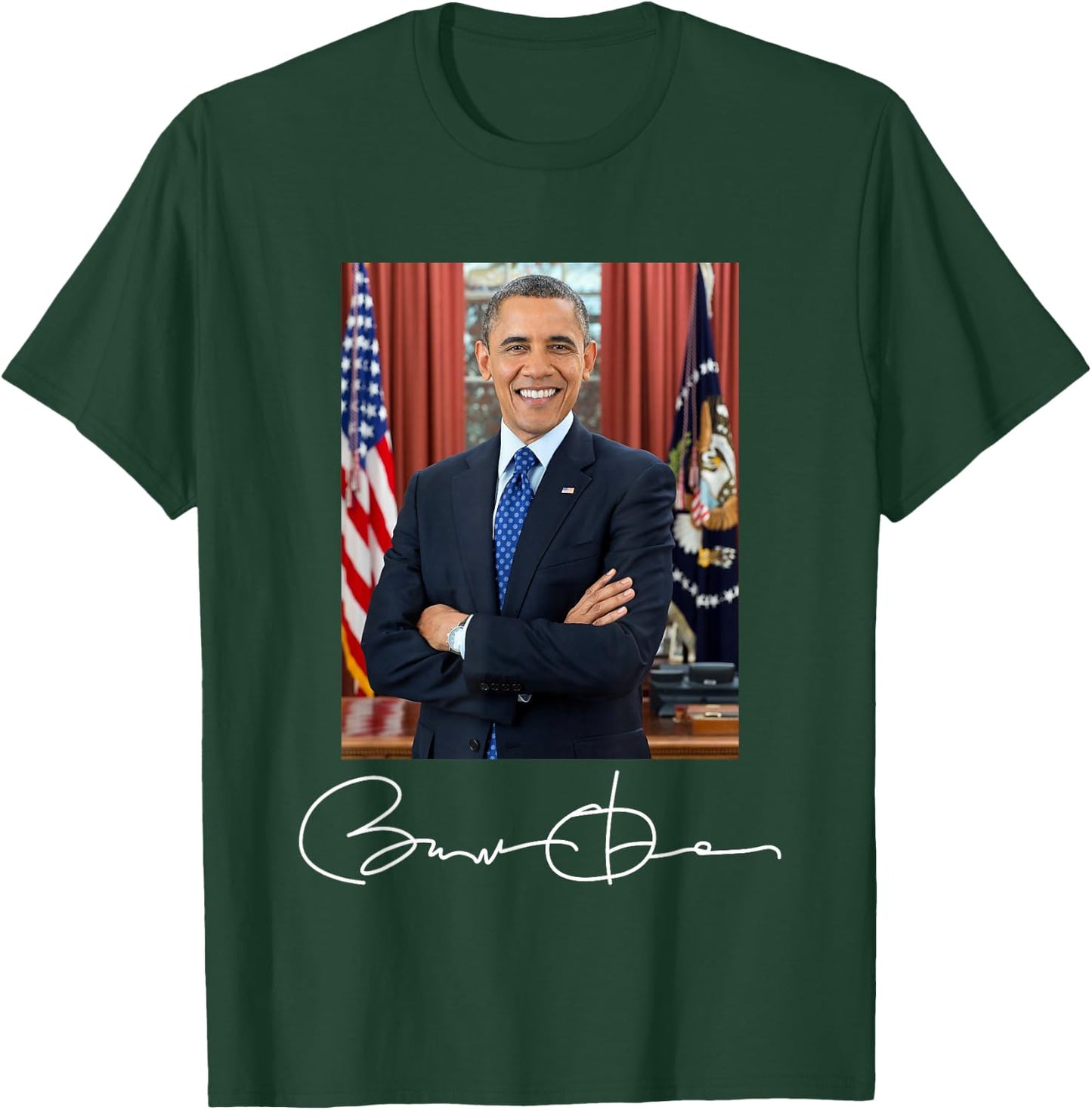Barack Obama Signature and Portrait T-Shirt - T-Shirt | Forest