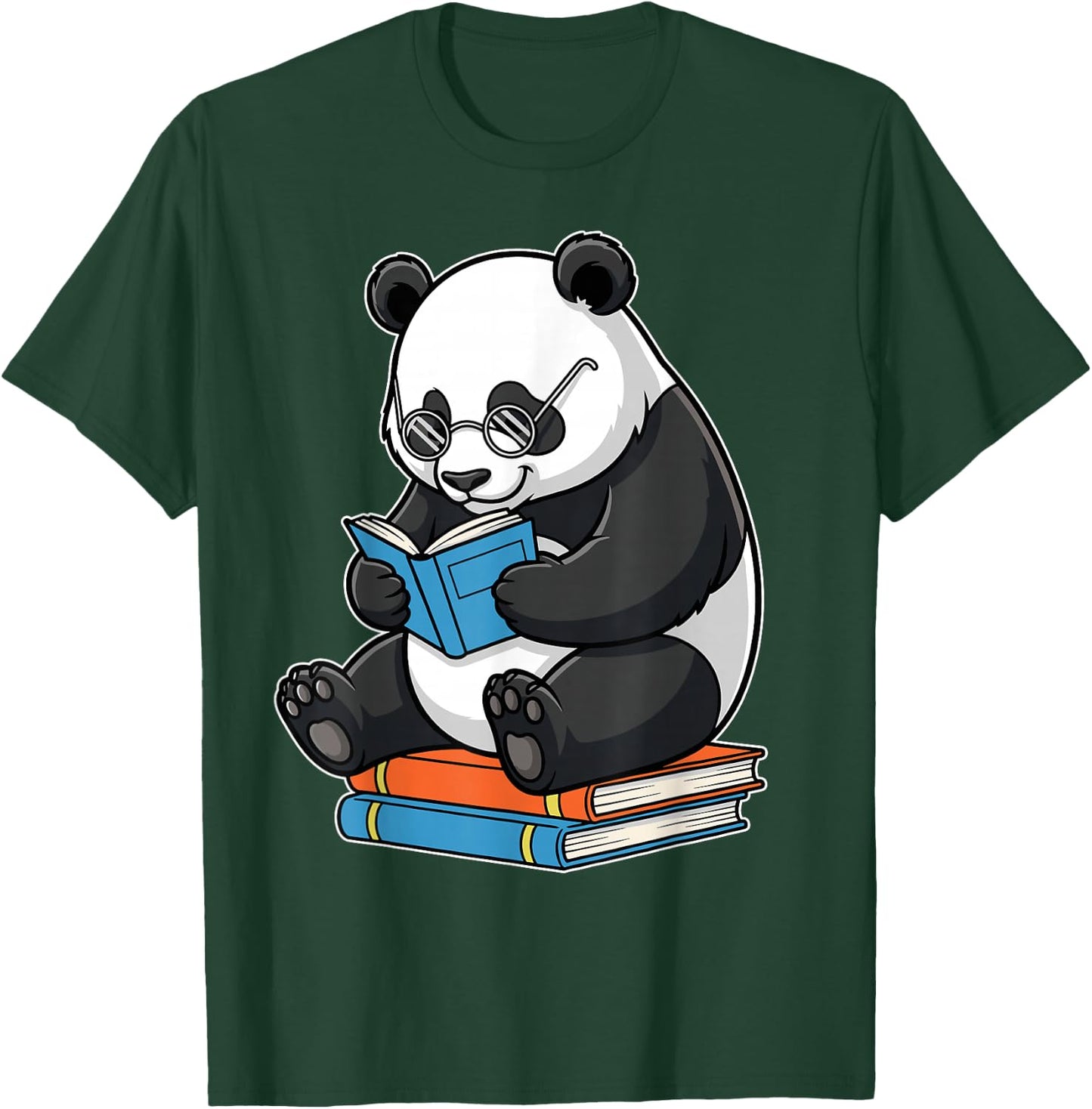 Funny Panda with Glasses Reading Book Librarian Panda T-Shirt - T-Shirt | Forest