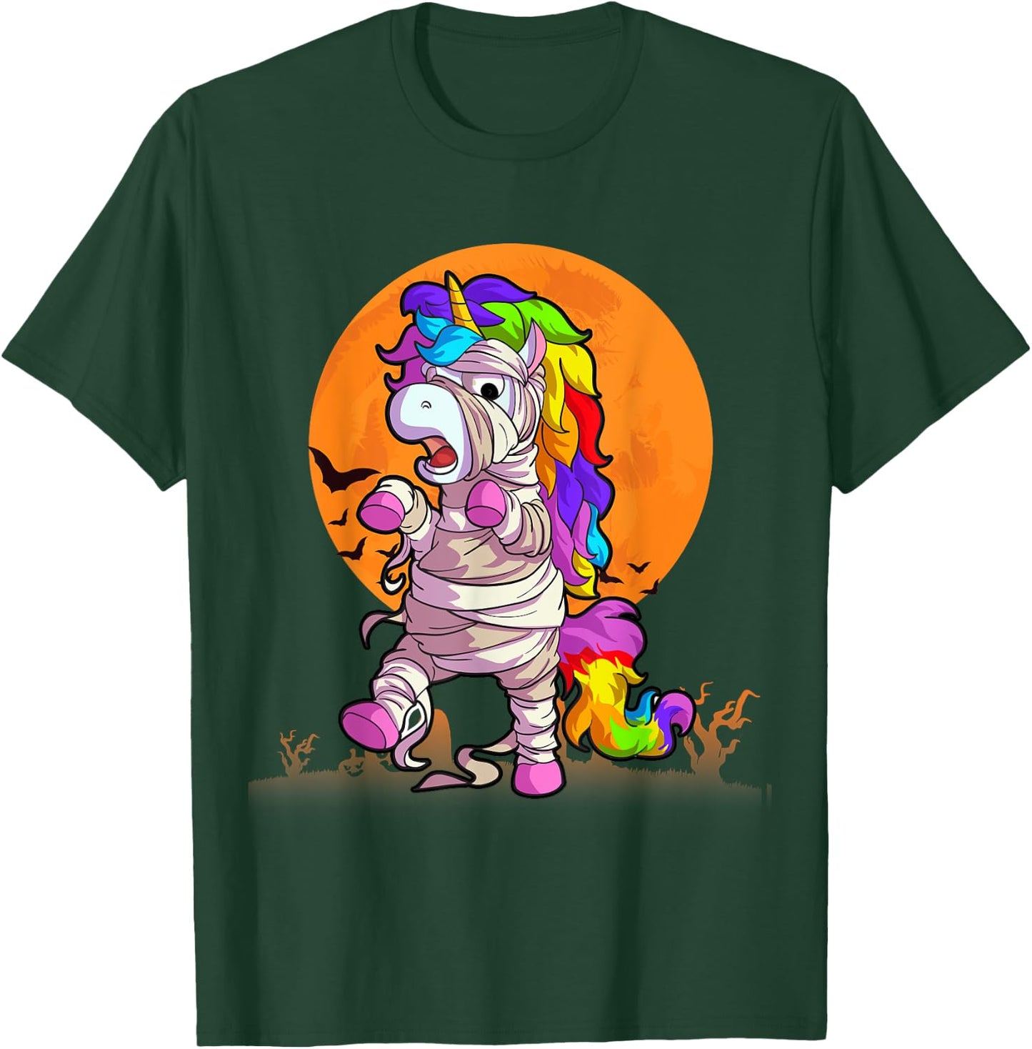 Mummy Unicorn Halloween Girls Unicorn Halloween T-Shirt - T-Shirt | Forest