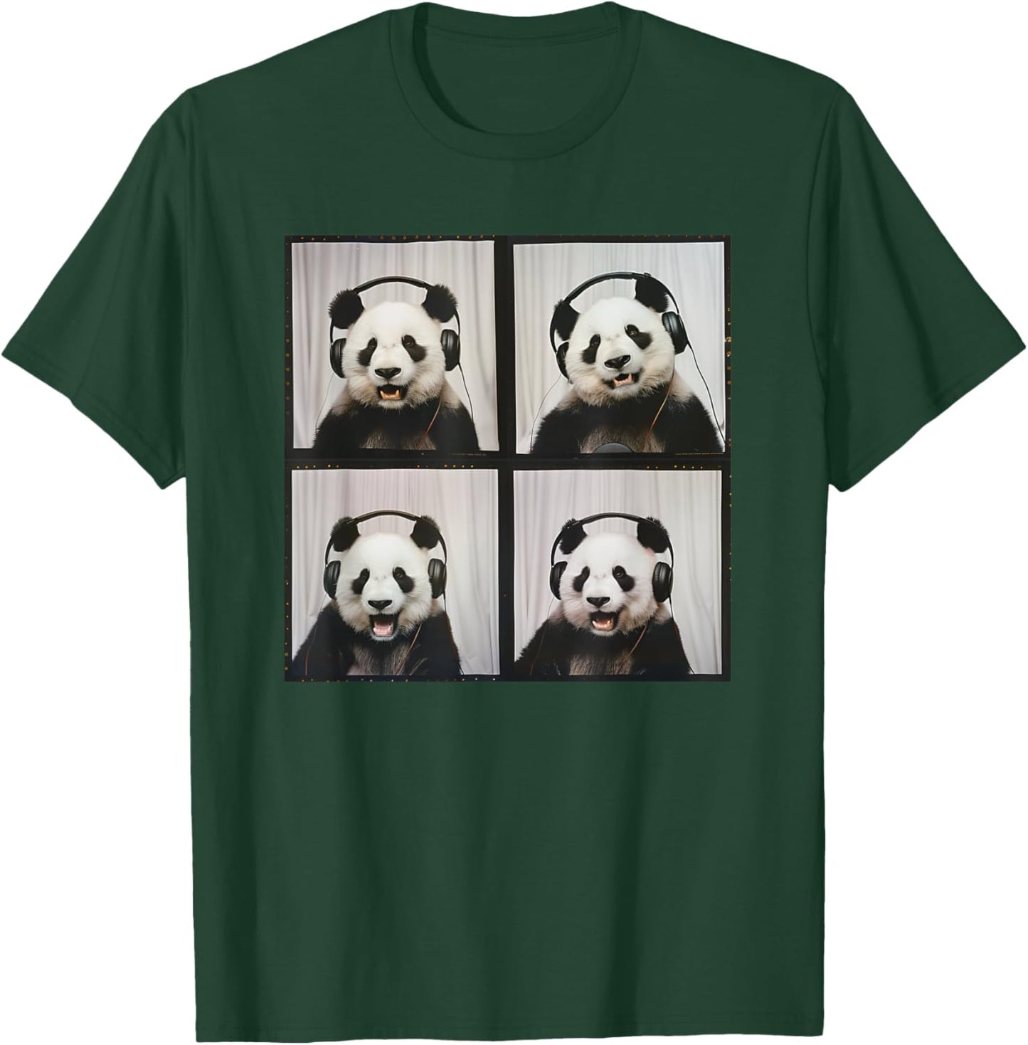 Panda Wearing Headphones Animal Music Photobooth Cool Panda T-Shirt - T-Shirt | Forest