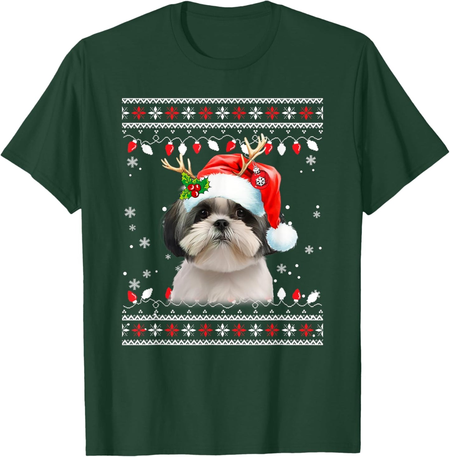 Cute Shih Tzu Christmas Sweater for Dogs Lover T-Shirt - T-Shirt | Forest
