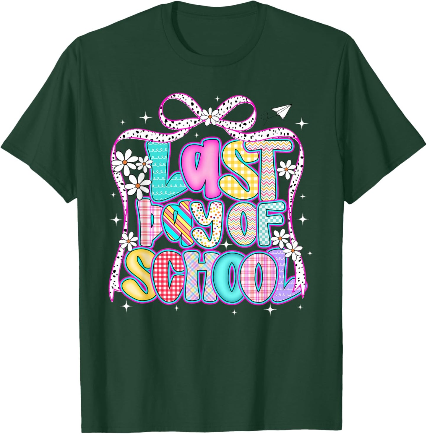 Happy Last Day of School Graduation Girls Teacher Coquette T-Shirt - T-Shirt | Forest