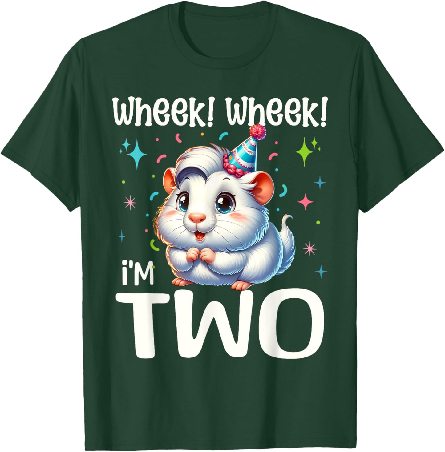 Wheek! I'm Two Cute Guinea Pig 2 Year old 2nd Birthday T-Shirt - T-Shirt | Forest