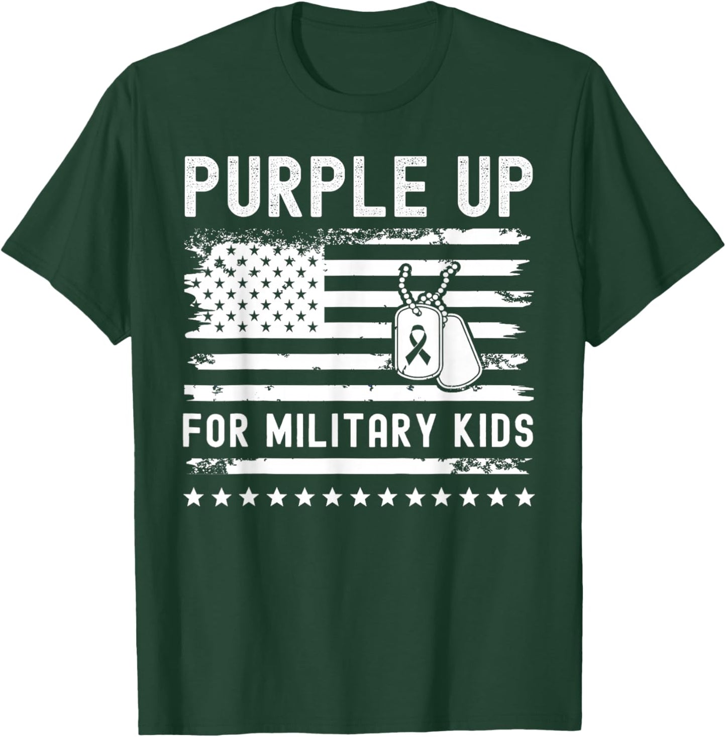 Purple Up For Military Kids USA Flag Military Child Month T-Shirt - T-Shirt | Forest