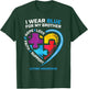 I Wear Blue For My Brother Kids Autism Awareness Sister Boys T-Shirt - T-Shirt | Forest