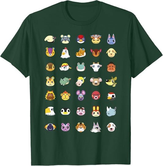 Animal Crossing: New Horizons Vintage Nintendo Faces Line Up T-Shirt - T-Shirt | Forest