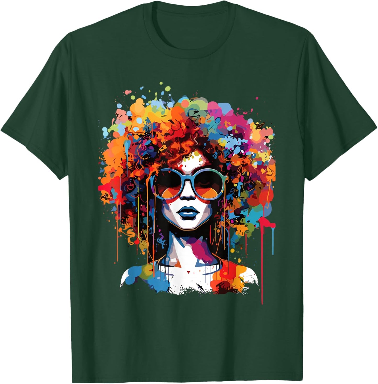 Black Queen Dripping Afro Melanin Juneteenth T-Shirt - T-Shirt | Forest