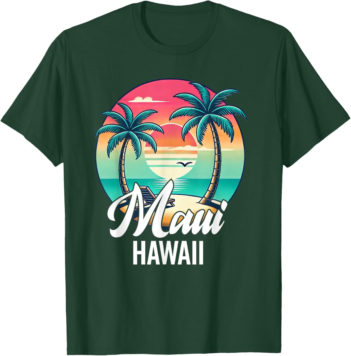 Maui Hawaii Souvenir Vacation Hawaiian Men Women Reminder T-Shirt - T-Shirt | Forest