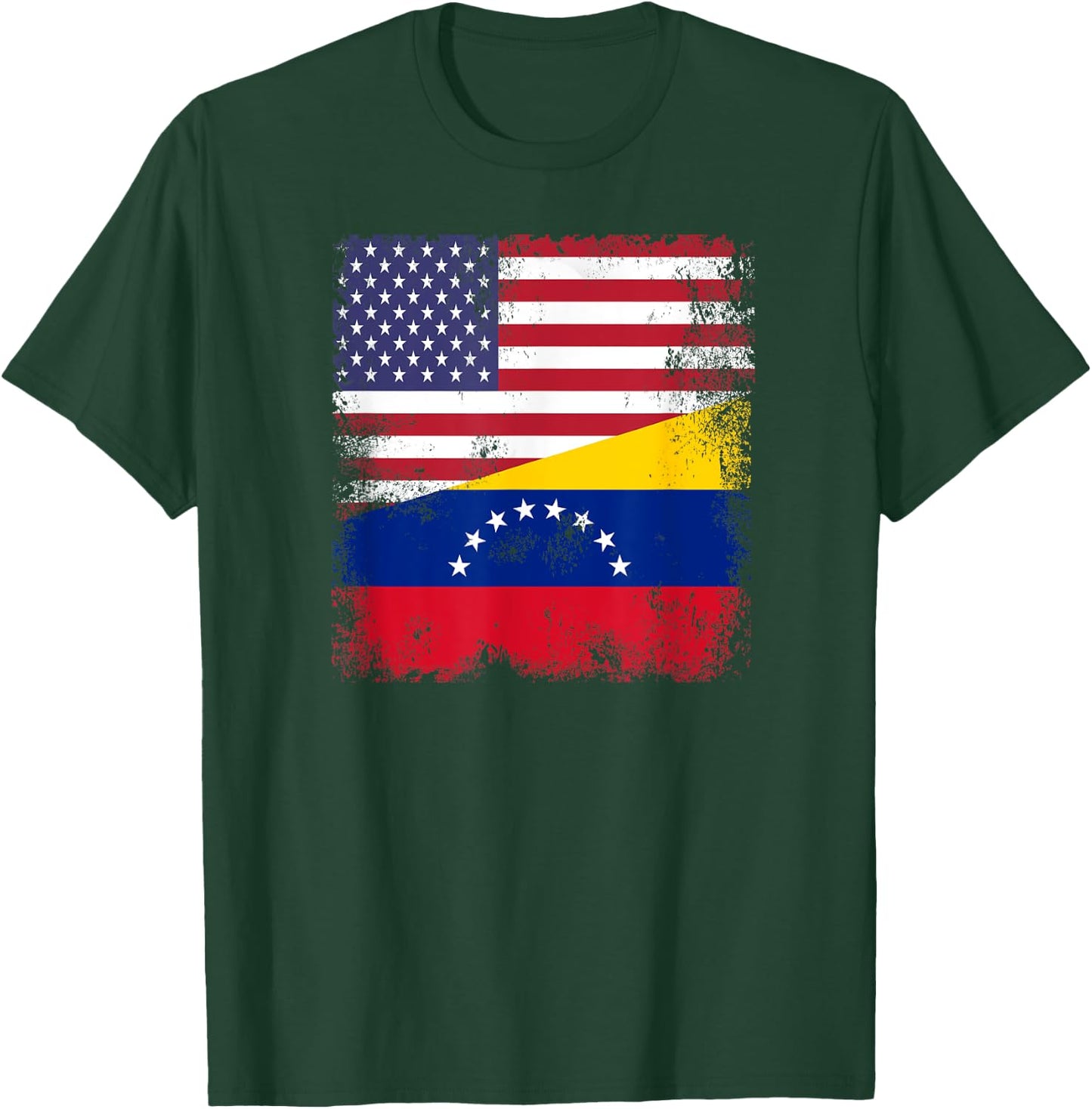 Half Venezuelan Flag | Vintage Venezuela USA Gift T-Shirt - T-Shirt | Forest
