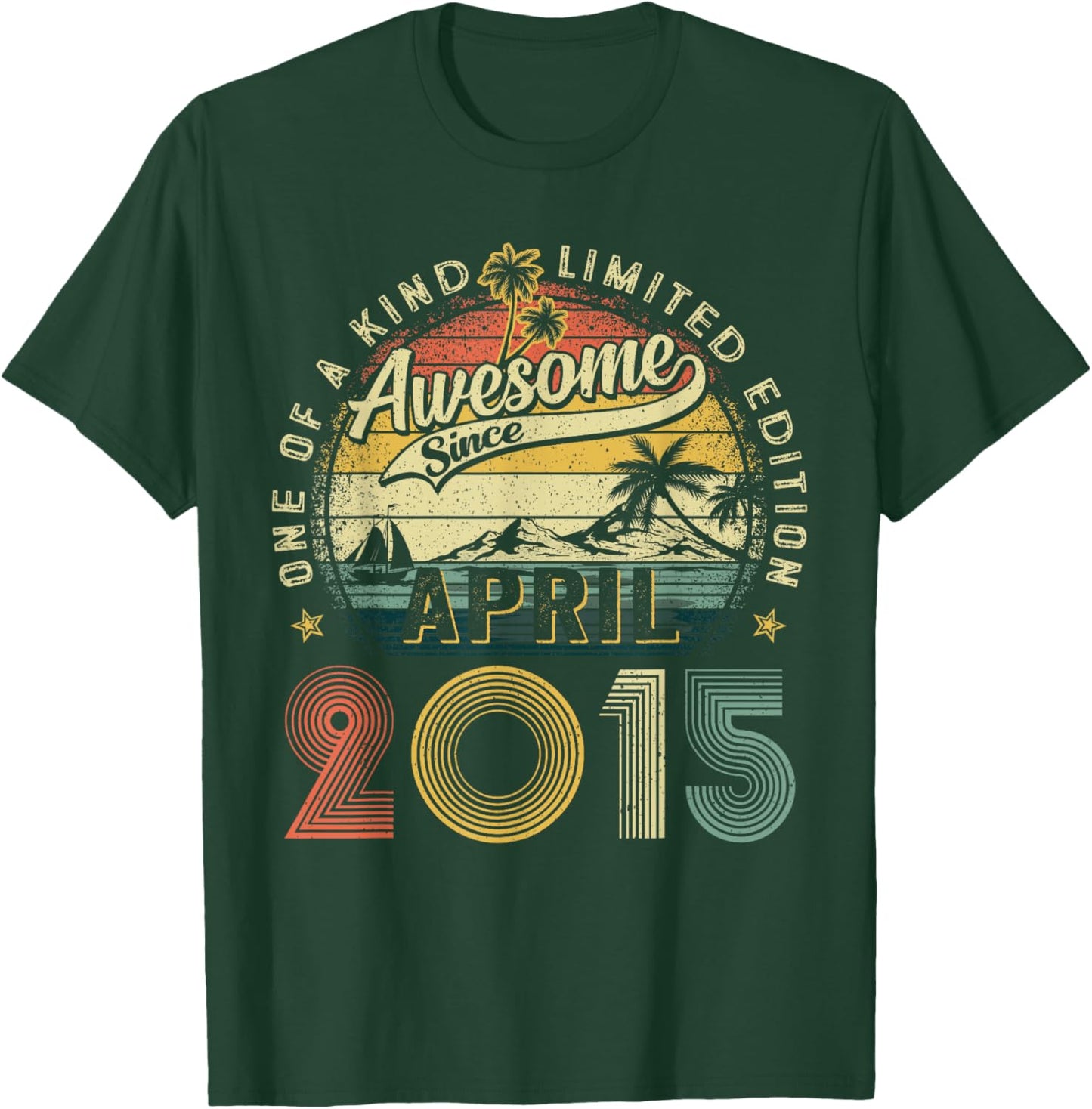 Awesome since April 2015 10th Birthday Boys Girl 10 Year Old T-Shirt - T-Shirt | Forest