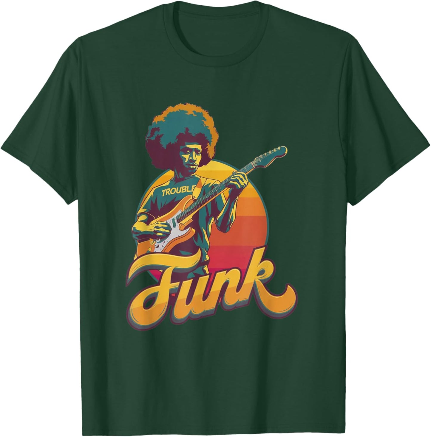 70s Retro Funk Afro Band Guitarist - Jazz Funk & Soul T-Shirt - T-Shirt | Forest