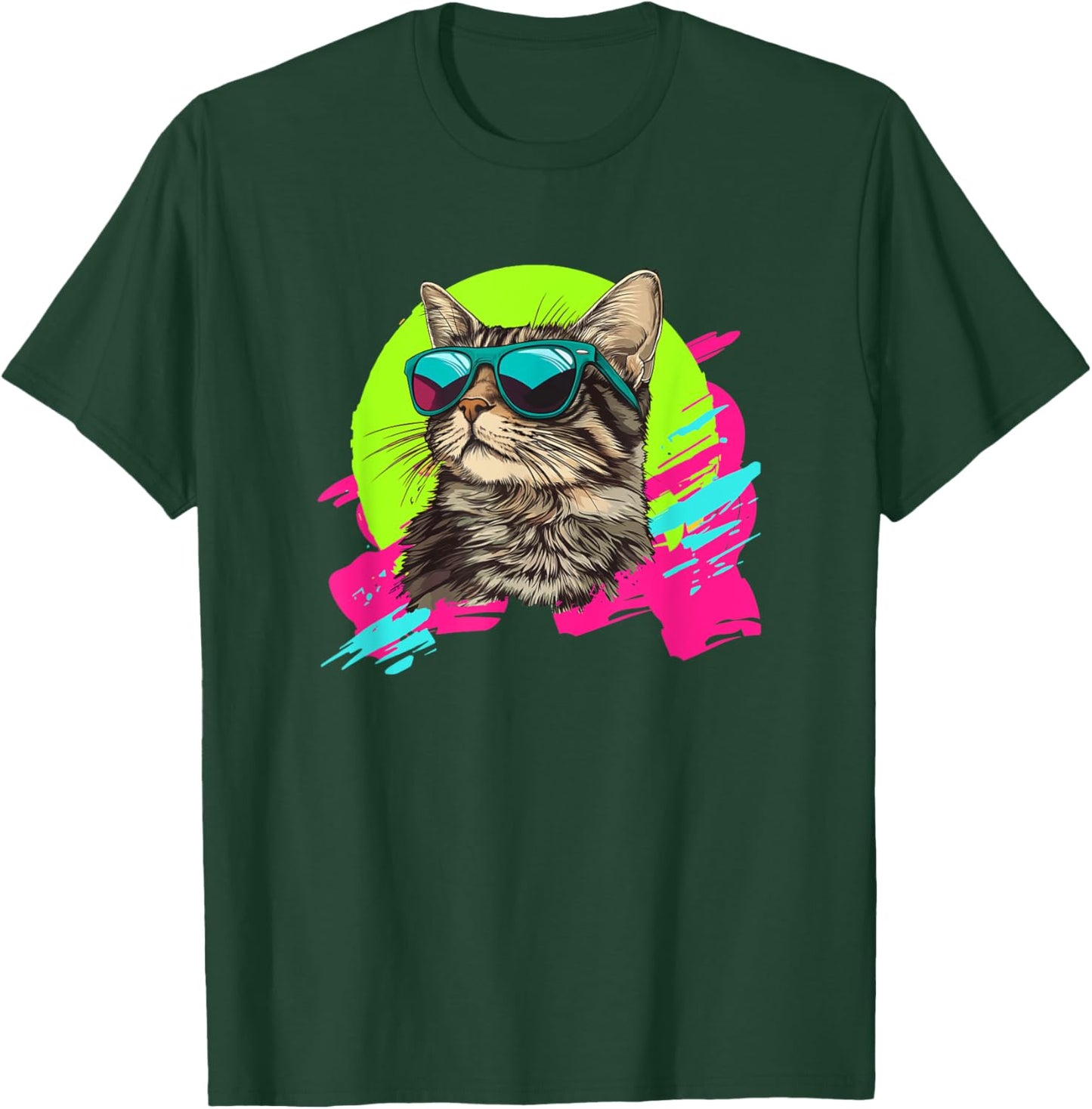 Retro Vintage Brown Tabby Cat Lover Men Women Girls Kids T-Shirt - T-Shirt | Forest