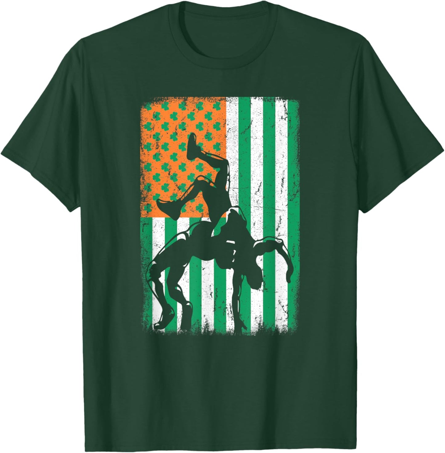 Wrestling Irish USA American Flag St Patrick's Day Wrestler Kids Men T-Shirt - T-Shirt | Forest