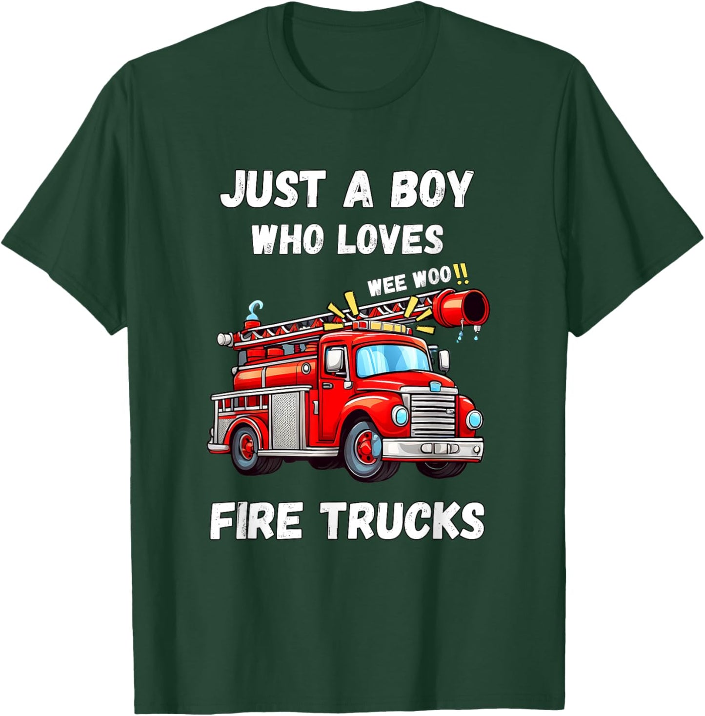 Just A Boy Who Loves Fire Trucks Kids T-Shirt - T-Shirt | Forest