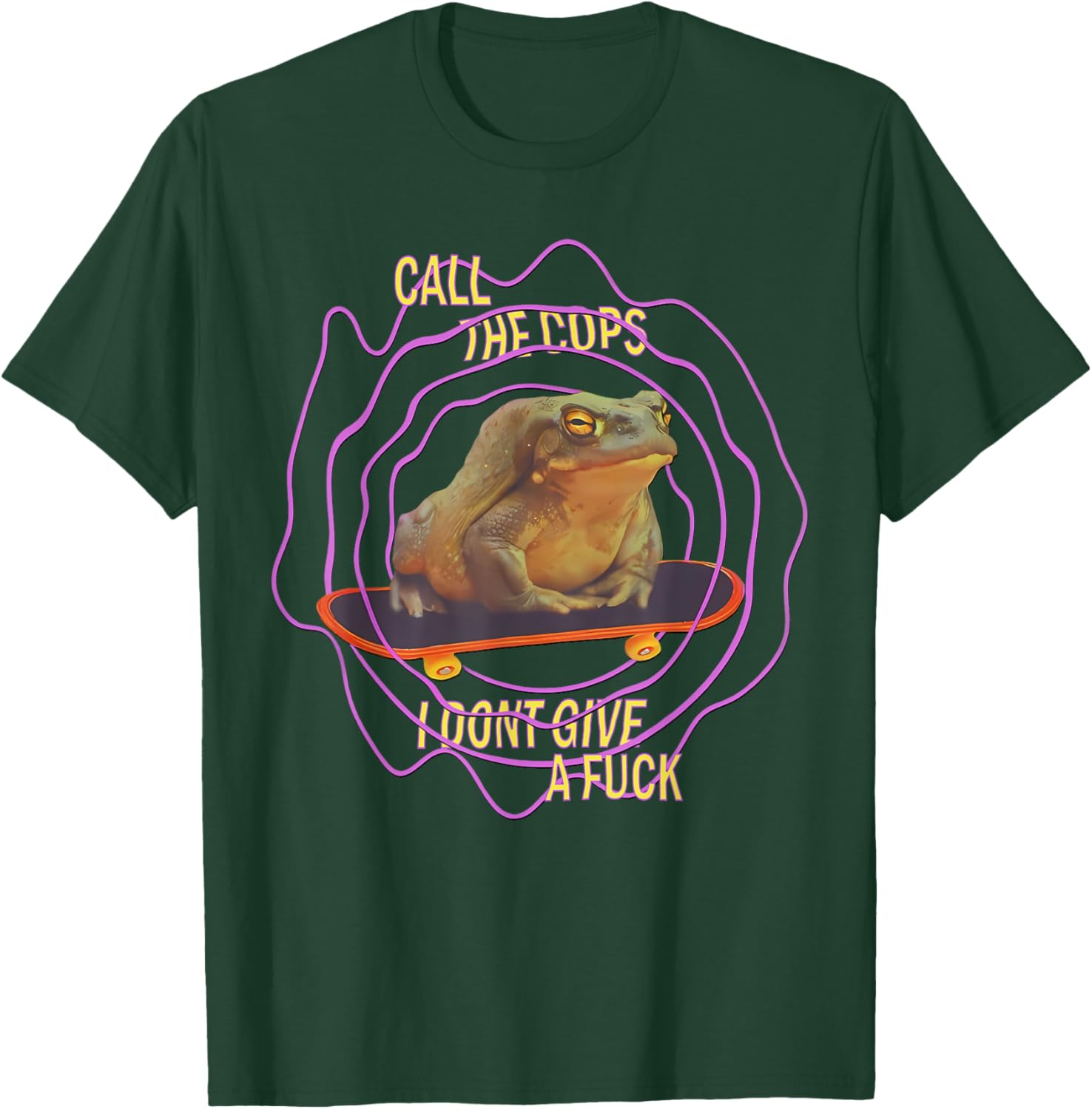 Frog Meme Funny Skateboard Frog Call The Cops I Dont Care T-Shirt - T-Shirt | Forest