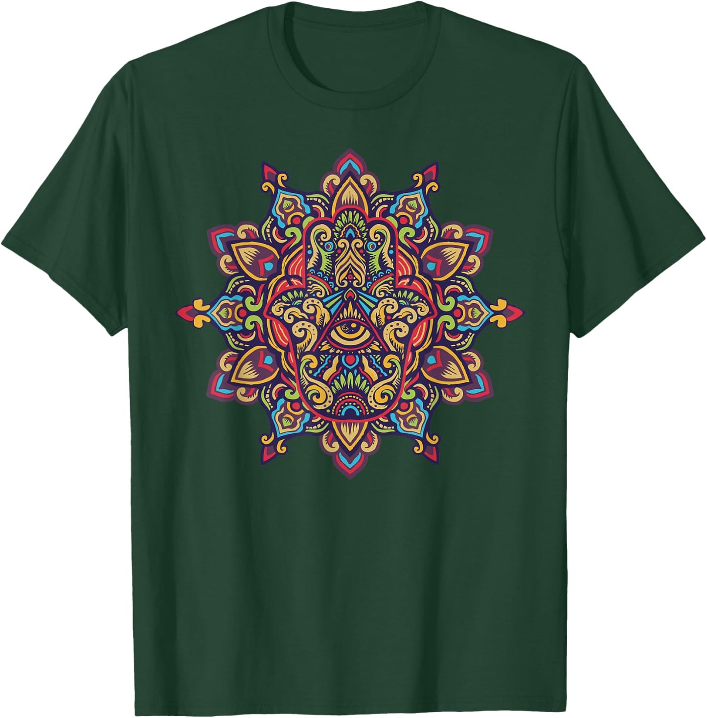 Spiritual Mystic Eye Third Eye All Seeing Eye Hamsa Hand T-Shirt - T-Shirt | Forest