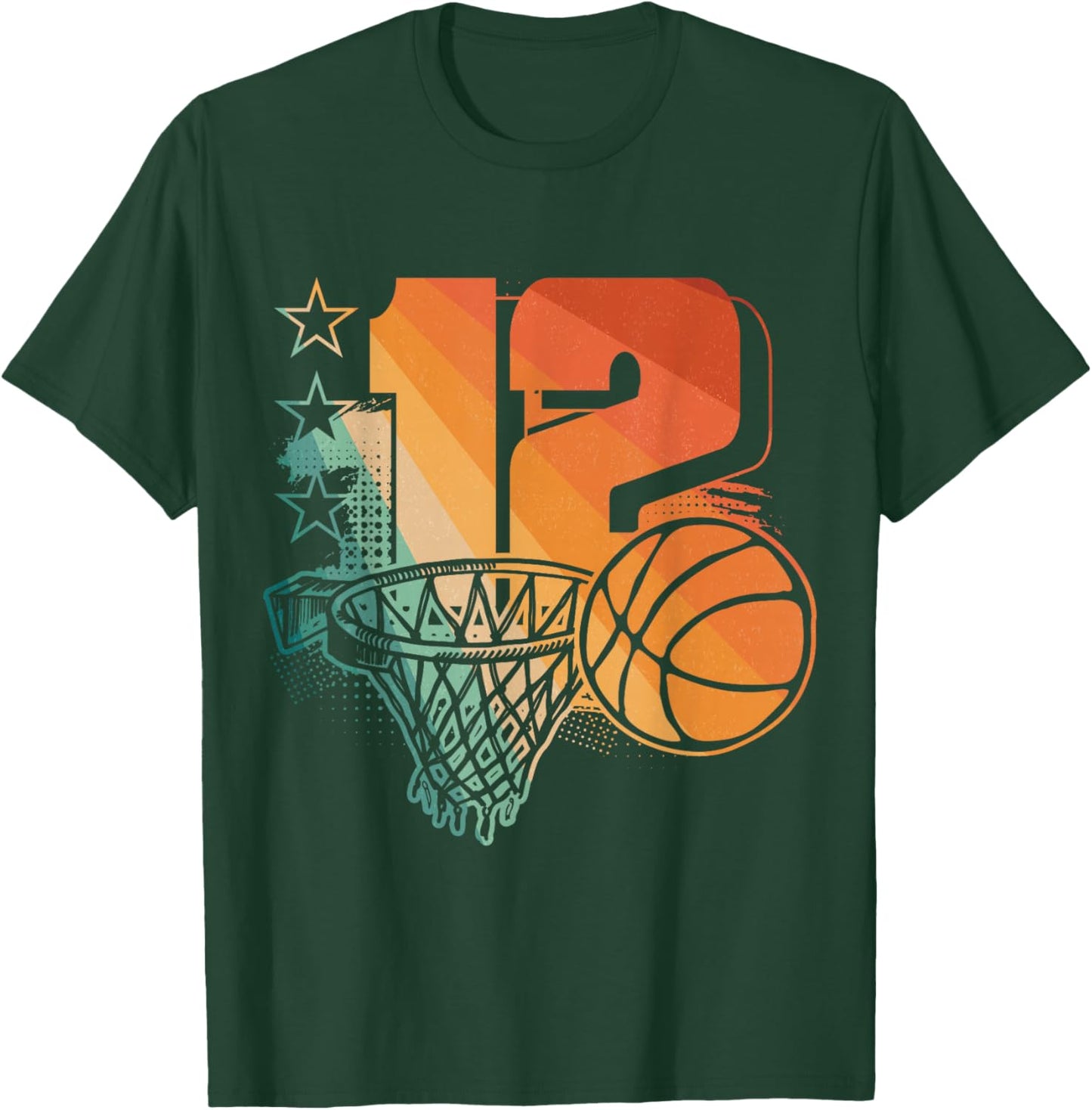 12th Birthday Boy Basketball Player Basketball 12 Years Old T-Shirt - T-Shirt | Forest