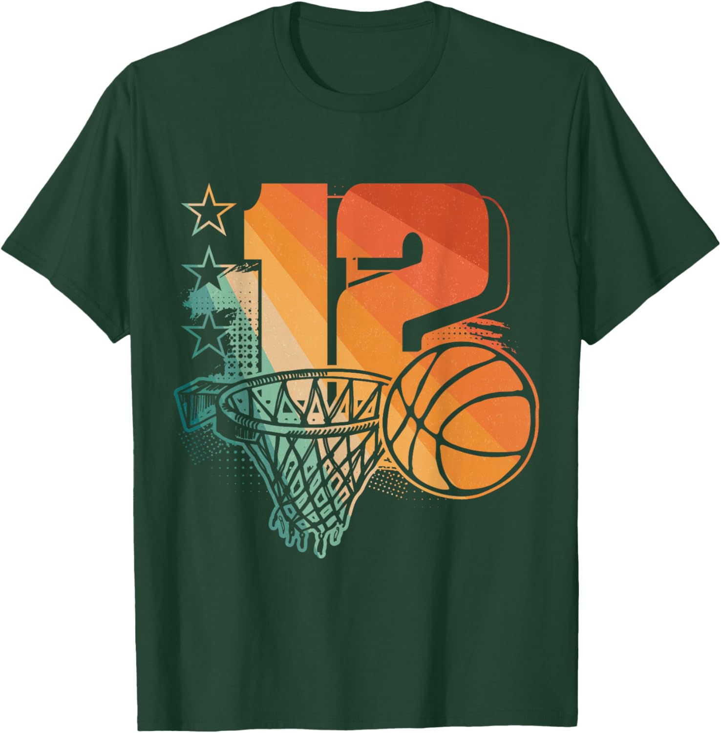 12th Birthday Boy Basketball Player Basketball 12 Years Old T-Shirt - T-Shirt | Forest