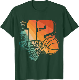 12th Birthday Boy Basketball Player Basketball 12 Years Old T-Shirt - T-Shirt | Forest