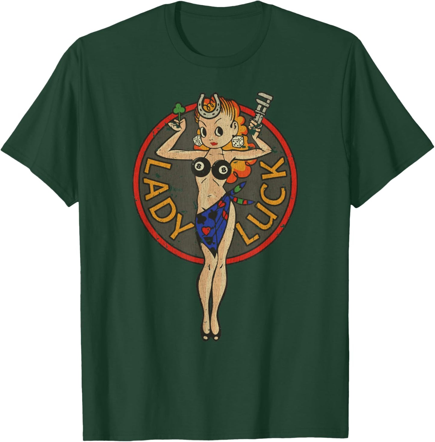 Vintage Traditional Lady Luck 1947 Retro 40s Hot-Rod Gift T-Shirt - T-Shirt | Forest