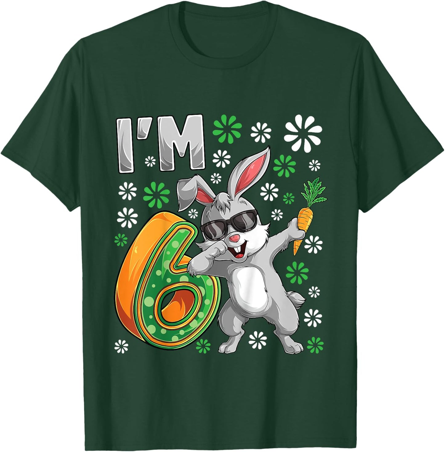6 Year Old Bunny 6th Birthday Party Dabbing Bunny Lover T-Shirt - T-Shirt | Forest