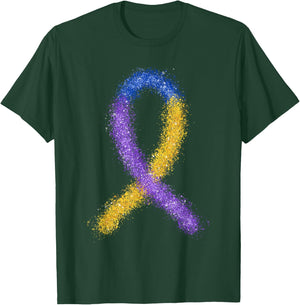 Paint Bladder Cancer Purple Blue And Yellow Ribbon Dysuria T-Shirt - T-Shirt | Forest