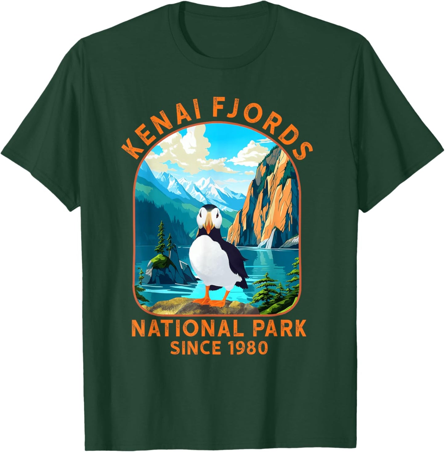 Kenai Fjords National Park Puffin Bird Alaska Nature Outdoor T-Shirt - T-Shirt | Forest