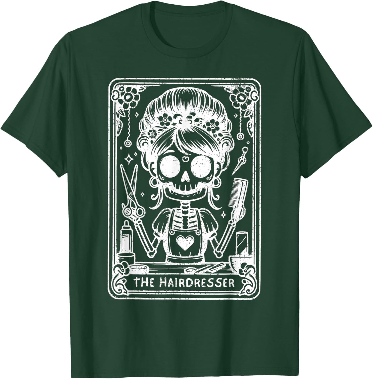 The Hairstylist Tarot Card Hairdresser Skeleton Hair Stylist T-Shirt - T-Shirt | Forest