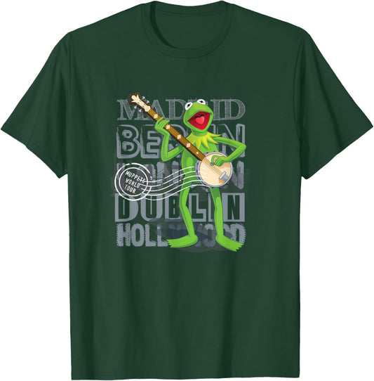 Disney The Muppets Vintage World Tour Kermit Banjo Poster T-Shirt - T-Shirt | Forest