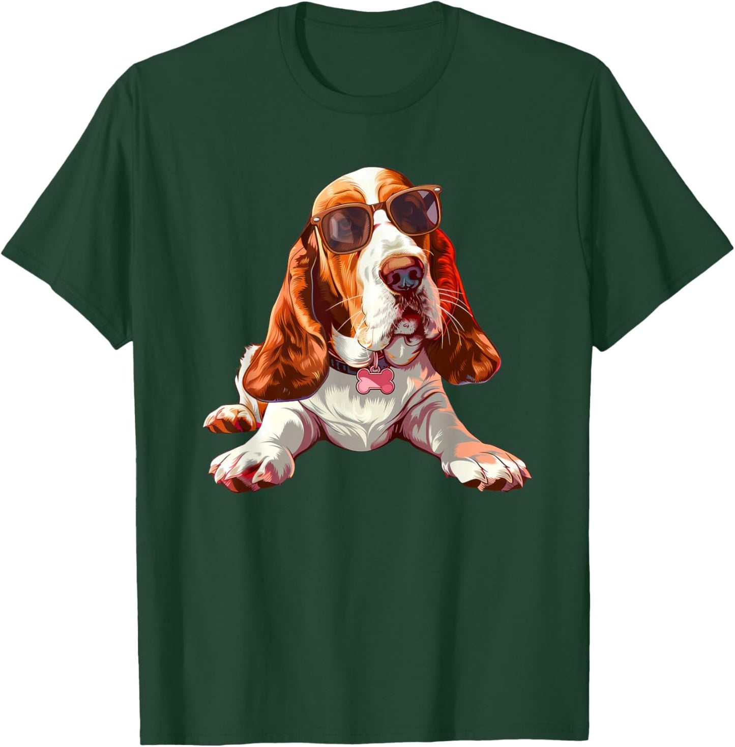 Basset Hound Dog Sunglasses T-Shirt - T-Shirt | Forest