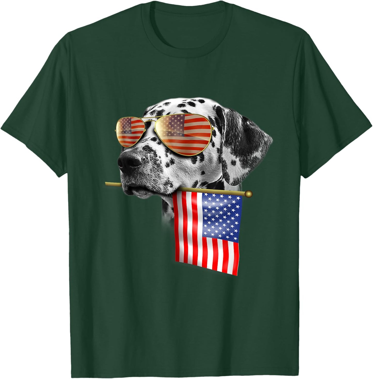 4th of July Shirt Fun American Flag Dalmatian Dog Lover Gift T-Shirt - T-Shirt | Forest