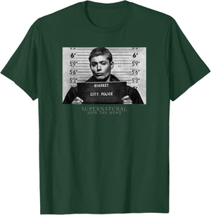 Supernatural Dean Winchester City Police Mugshot Portrait T-Shirt - T-Shirt | Forest