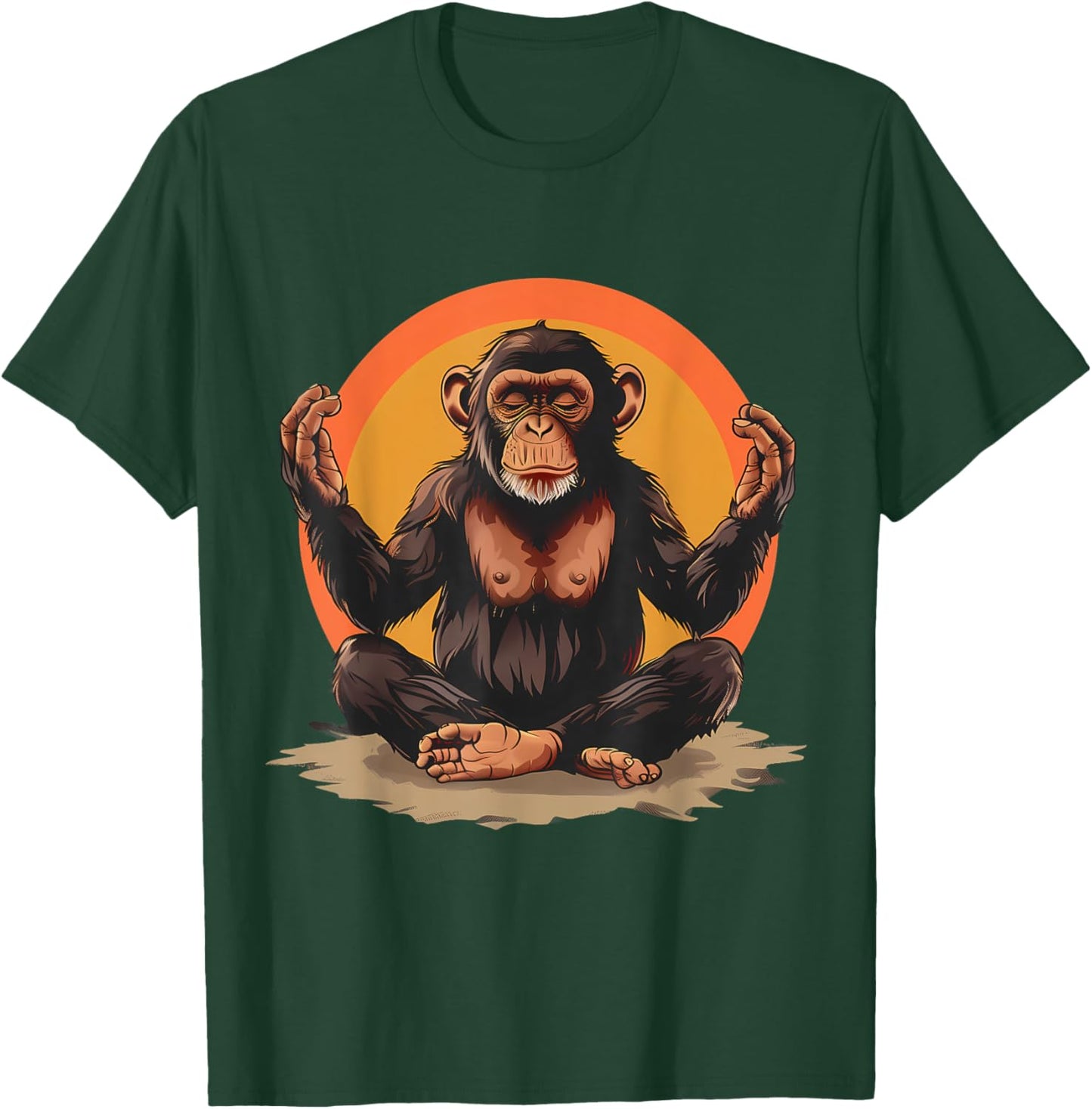 Meditation Monkey Spiritual Yoga Zen Buddha Hindu Buddhist T-Shirt - T-Shirt | Forest