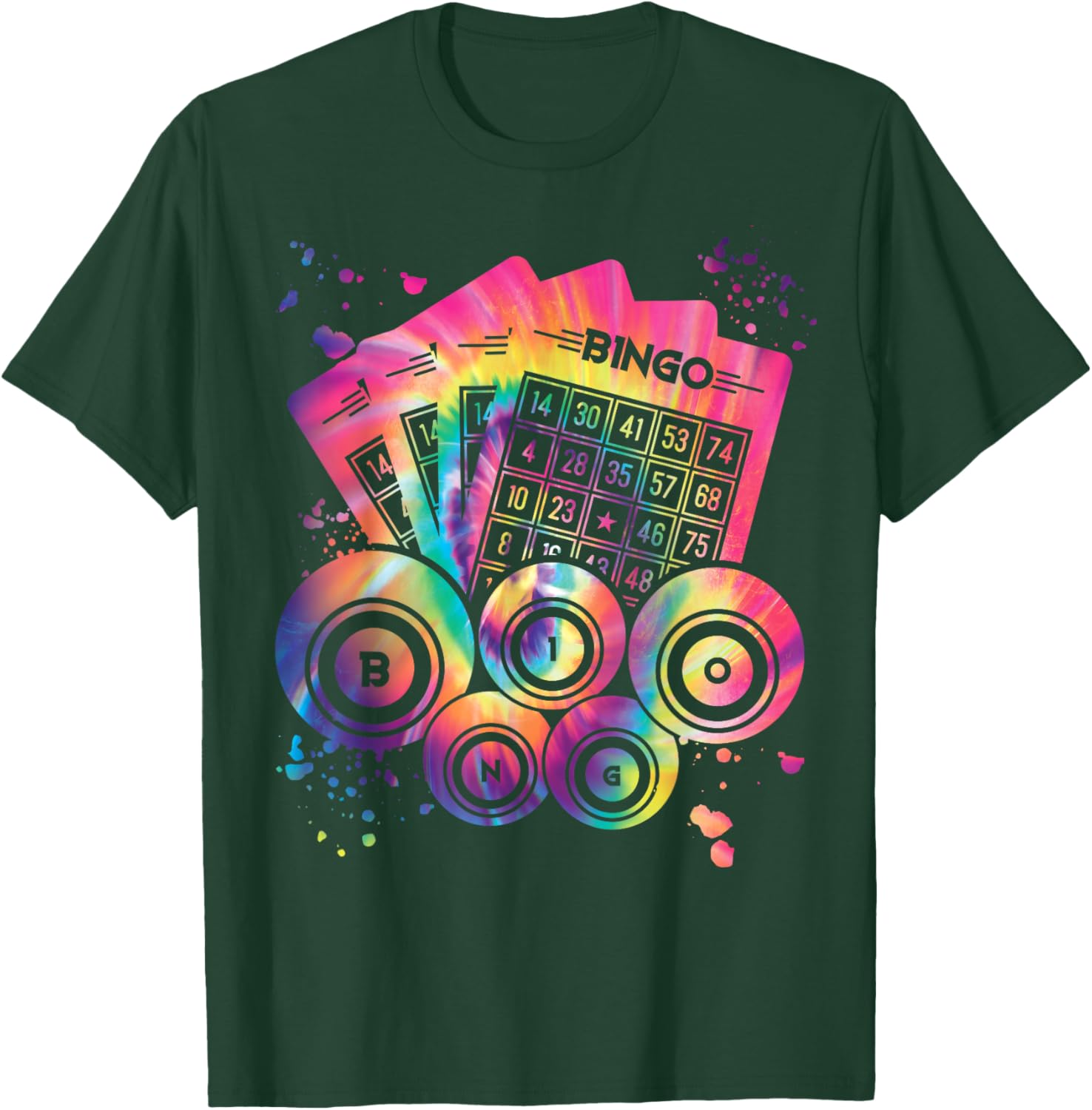 Bingobälle Colorsplash Damen Herren Bingo T-Shirt - T-Shirt | Forest