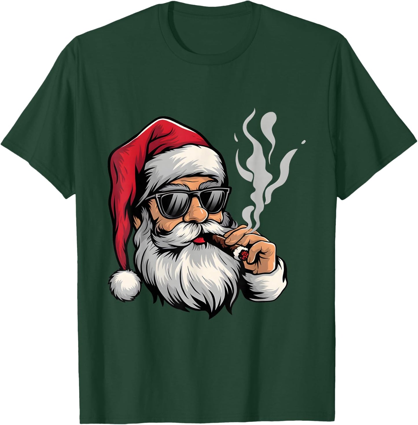 Cool Santa Smoking Cigar Funny Holiday Christmas Design T-Shirt - T-Shirt | Forest