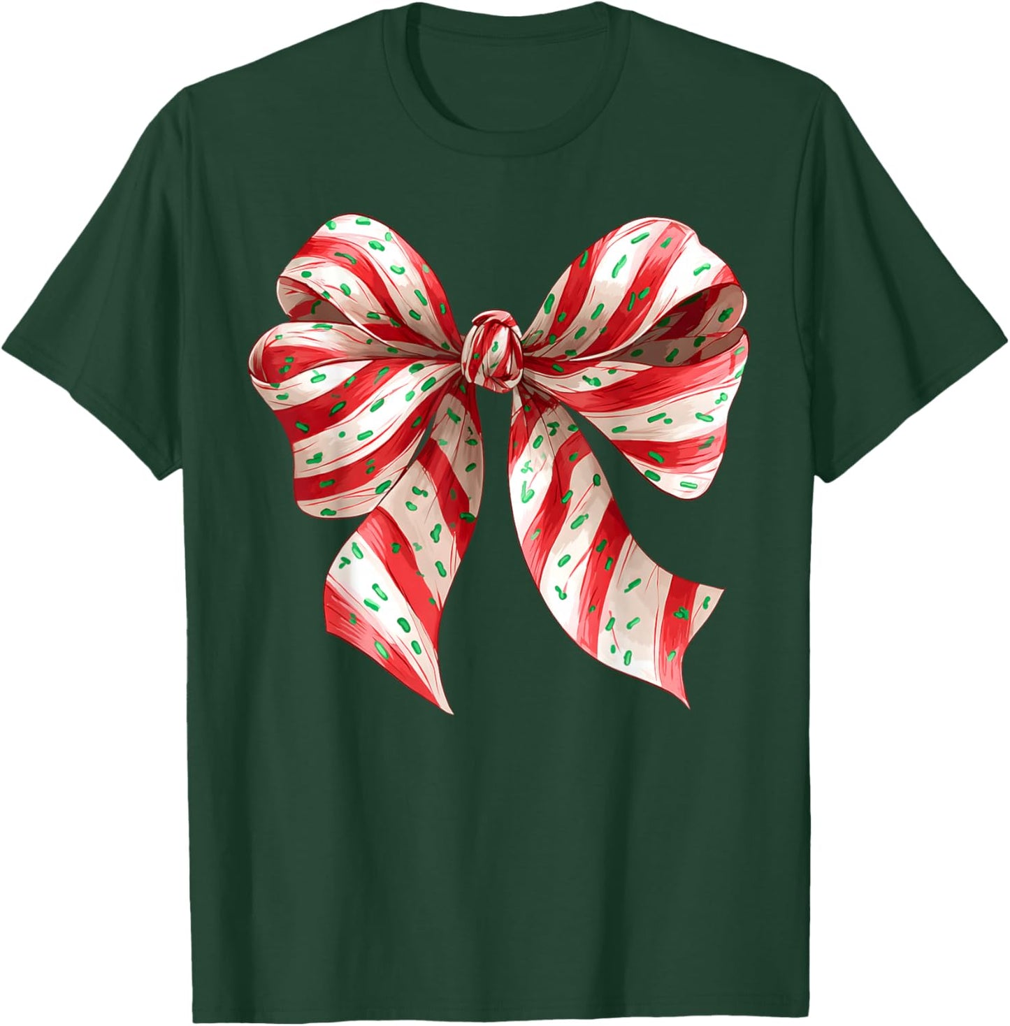 Coquette Bow Christmas Tree Cake Christmas Girls Women T-Shirt - T-Shirt | Forest